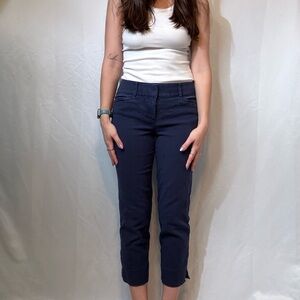 LOFT Navy Straight-Leg Stretch Pants